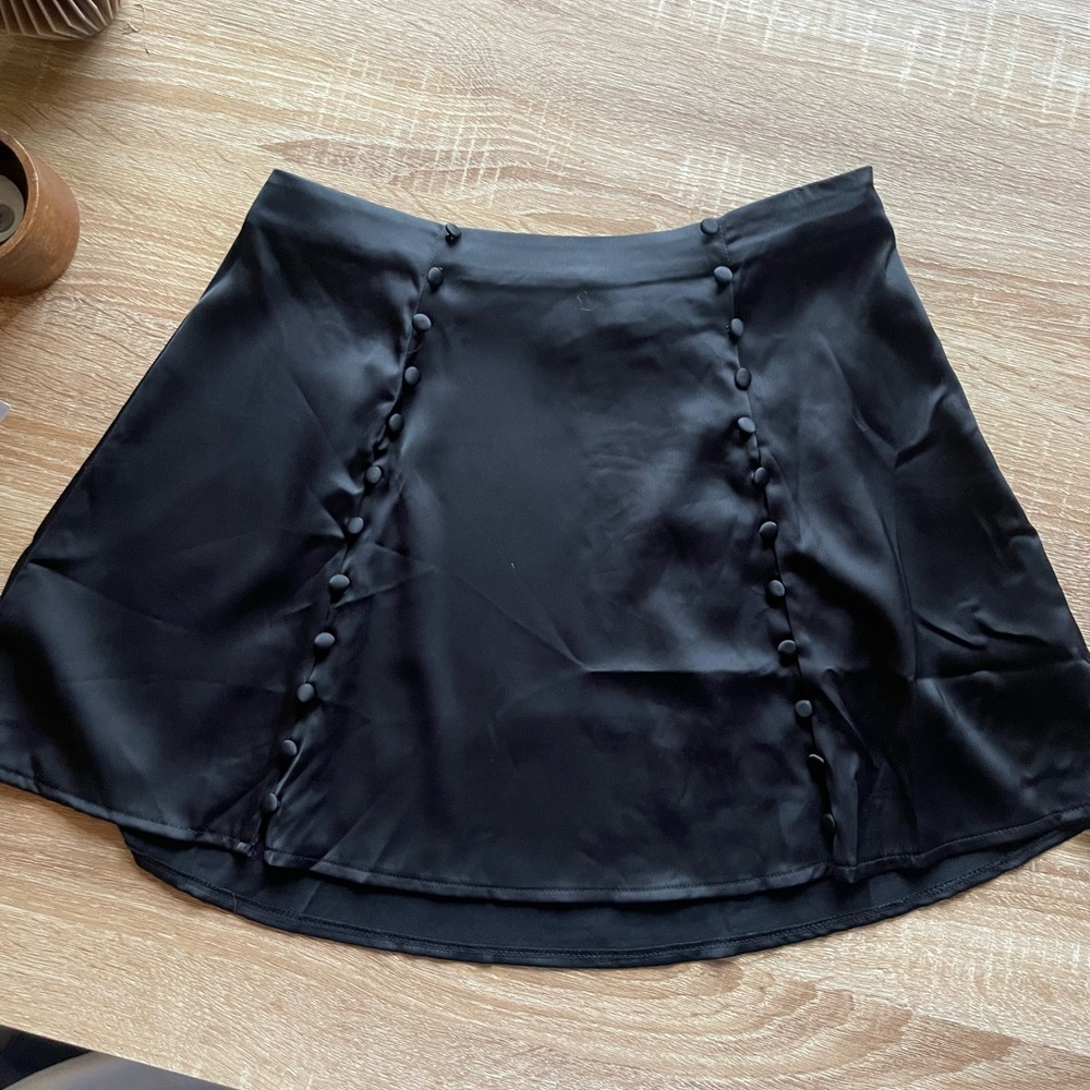 Black Mini Silk Skirt